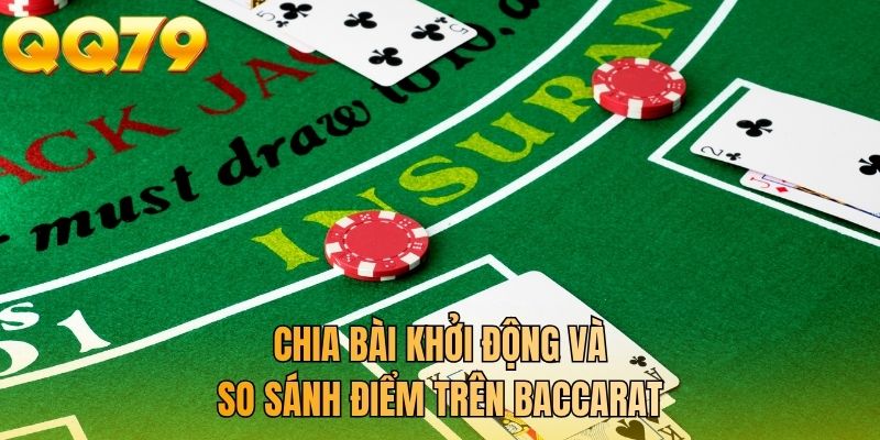 Chia bài khởi động và so sánh điểm trên baccarat